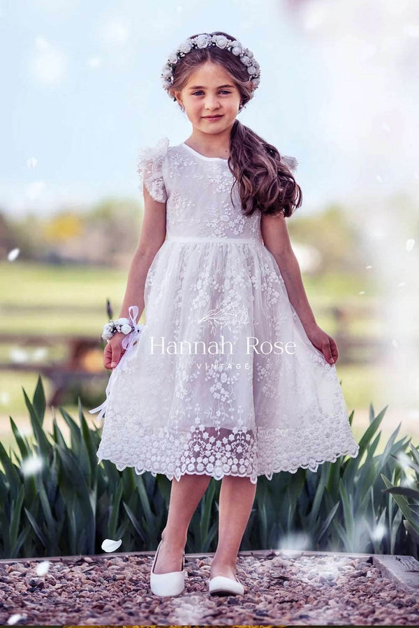 Amber Girls Yellow Lace Dress - 