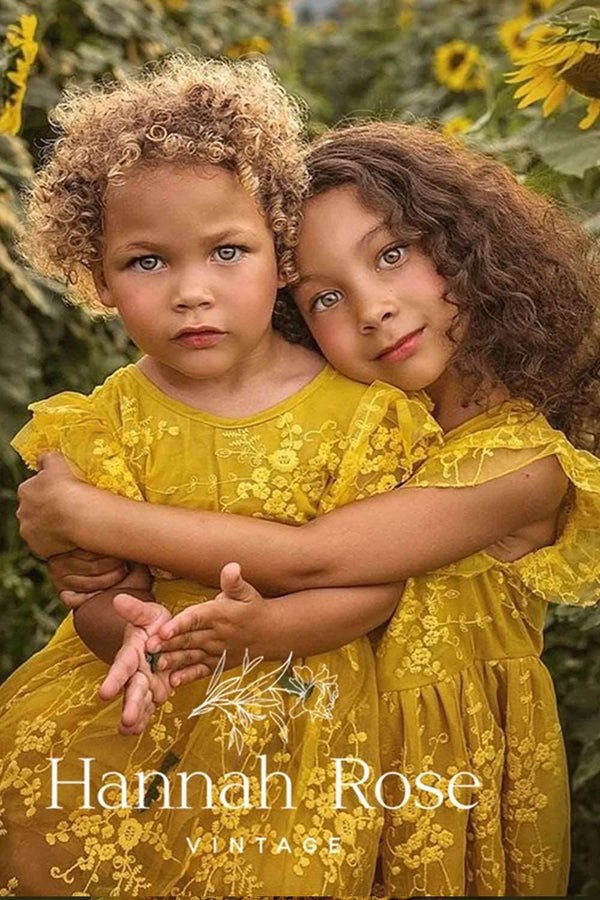 Amber Girls Yellow Lace Dress - 