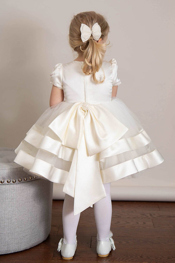 sherri hill red prom dress White Satin Flower Girl Dress Beaded Bodice & Tulle