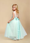 Aqua Sleeveless Tulle & Lace Flower Girl Dress - 