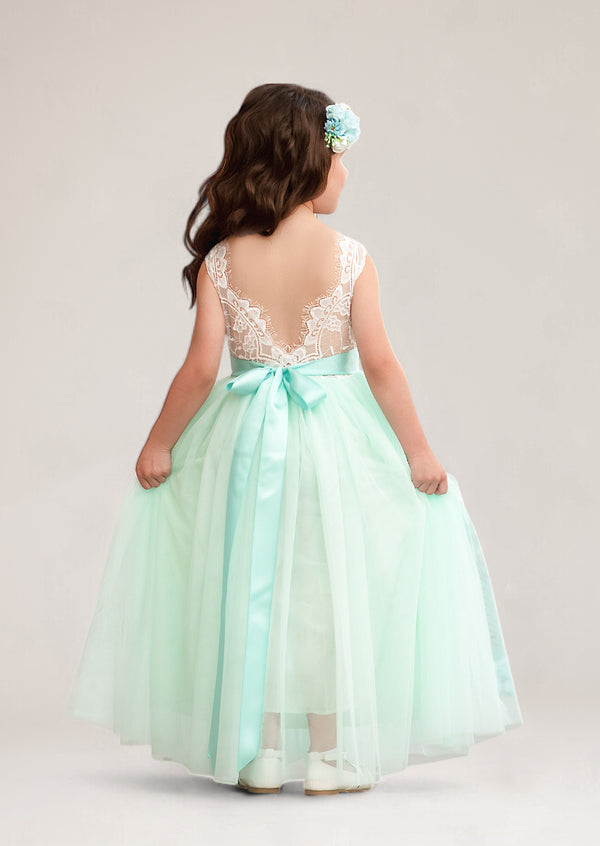 Sleeveless Toddler flower girl dress in Aqua