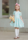 Charlotte Dress in Bright Blue with Roses