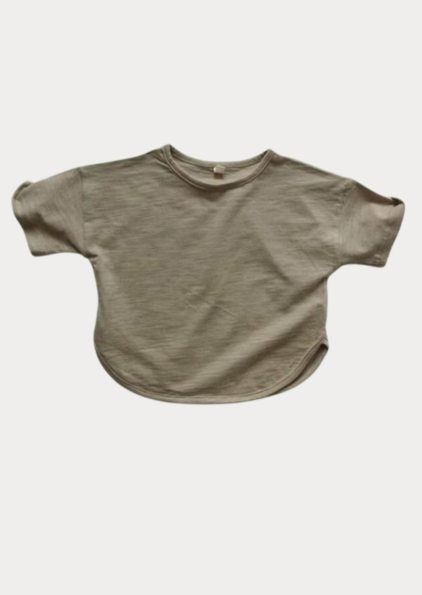 Army Color Round Bottom Boys Tee - 