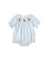 Baby Ducks Smocked Romper || Blue - 
