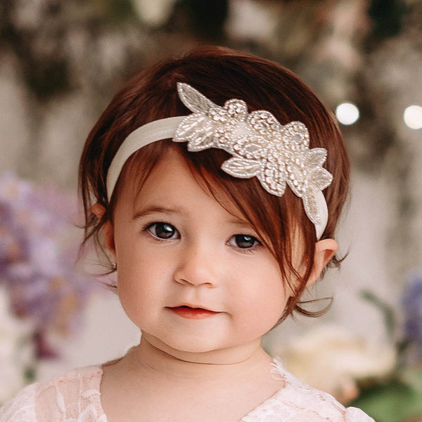 Baby Girl Elegant Rhinestone Leaf Headband - 