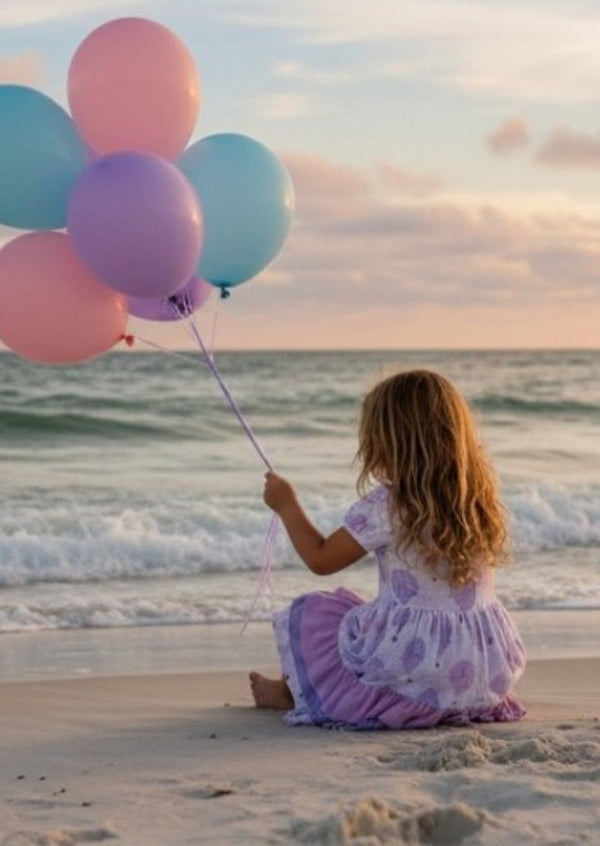 Balloons Twirl Dress Pink Lavender - 