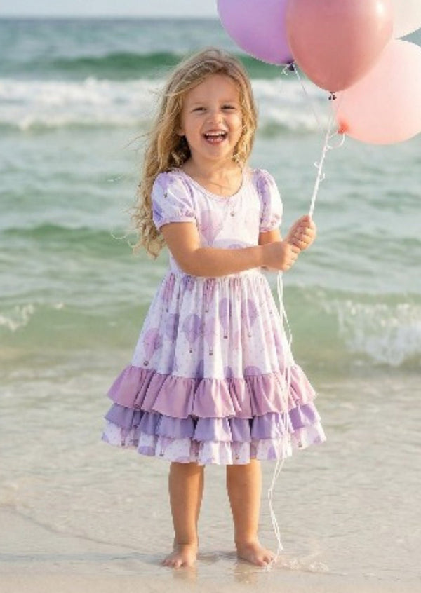 Pink Lavender Pastel Balloons Birthday Everyday Dress