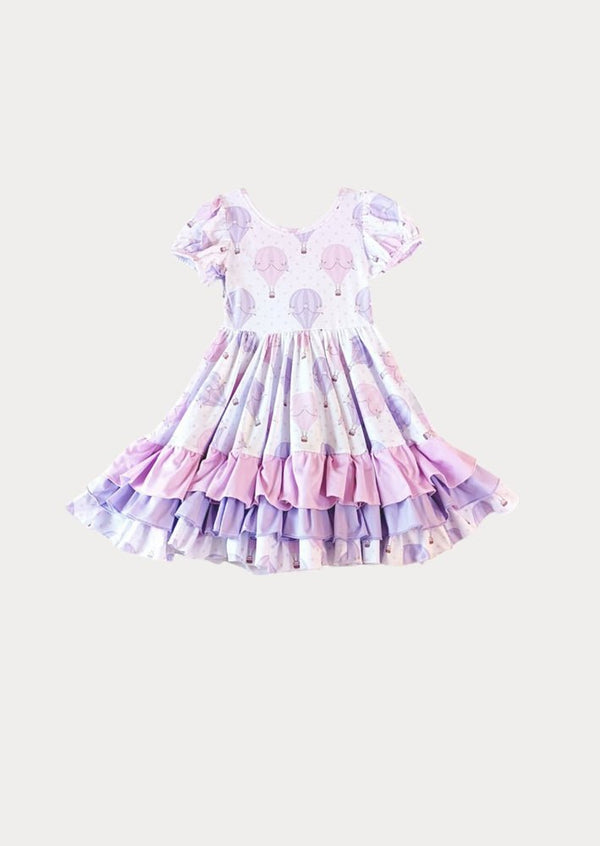 Balloons Twirl Dress Pink Lavender 