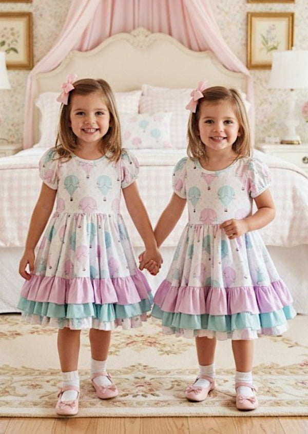 Balloons Twirl Dress Pink Mint - 