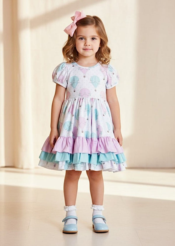 Balloons Twirl Dress Pink Mint - 