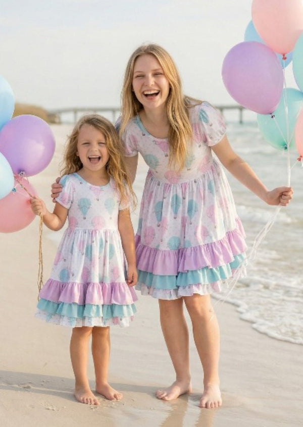 Balloons Twirl Dress Pink Mint - 