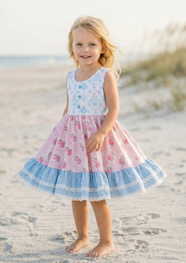 girls Sweet Peony Twirl Dress | Girls Floral Boutique Dress