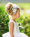 Beaded Bridal Flower Girl Hair Piece in White - 