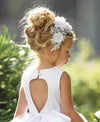 Beaded Bridal Flower Girl Hair Piece in White - 