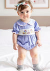 Birthday Balloons Mini Check Romper || Blue - 