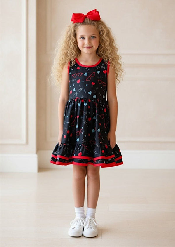 Black Candy Hearts Twirl Dress - 