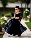 Black Lace Open Back Dress - 