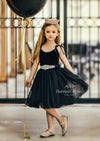 Black Velvet and Tulle Girls Party Dress - 