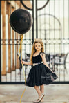 Black Velvet and Tulle Girls Party Dress - 