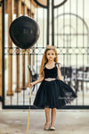 Black Velvet and Tulle Girls Party Dress - 