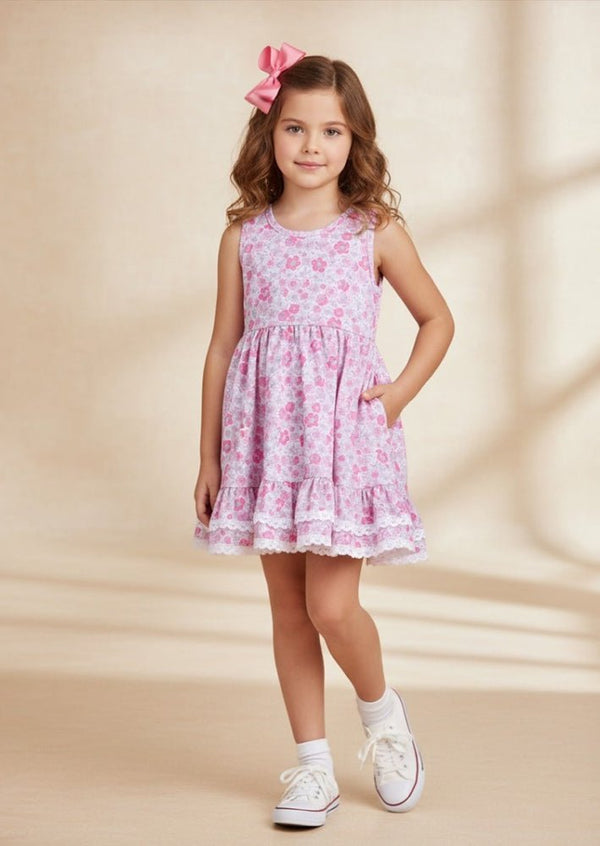 Blossom Petals Twirl Dress in Pink - 