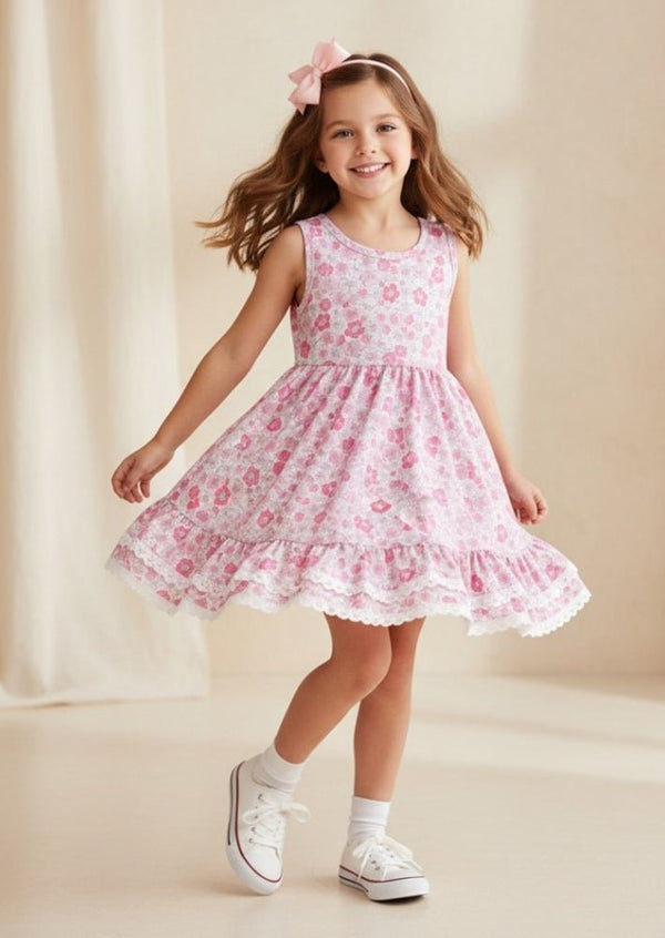 Blossom Petals Twirl Dress in Pink - 