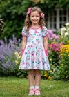 Blue Blossoms Polka Dot Twirl Dress - 
