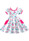 Blue Blossoms Polka Dot Twirl Dress - 