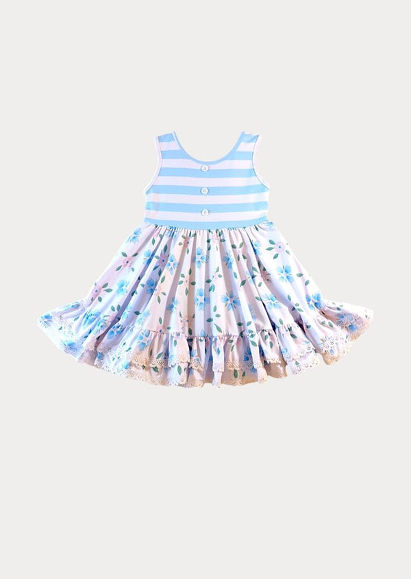 Girls Bluebell Garden Twirl Dress | Girls Floral Boutique Dress