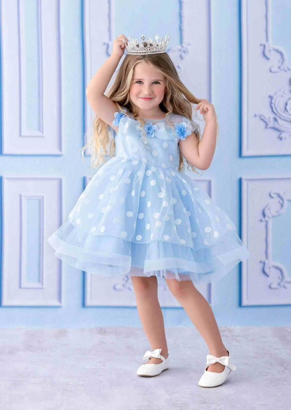 Blue Dot Birthday Party Special Occasion Dress - 