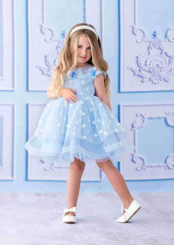 Blue Dot Birthday Party Special Occasion Dress - 