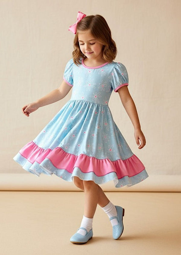 Blue Petal Twirl Dress - 