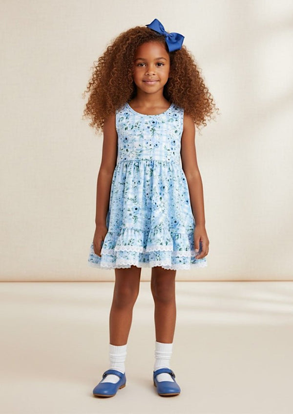 Blue Rose Garden Twirl Dress - 