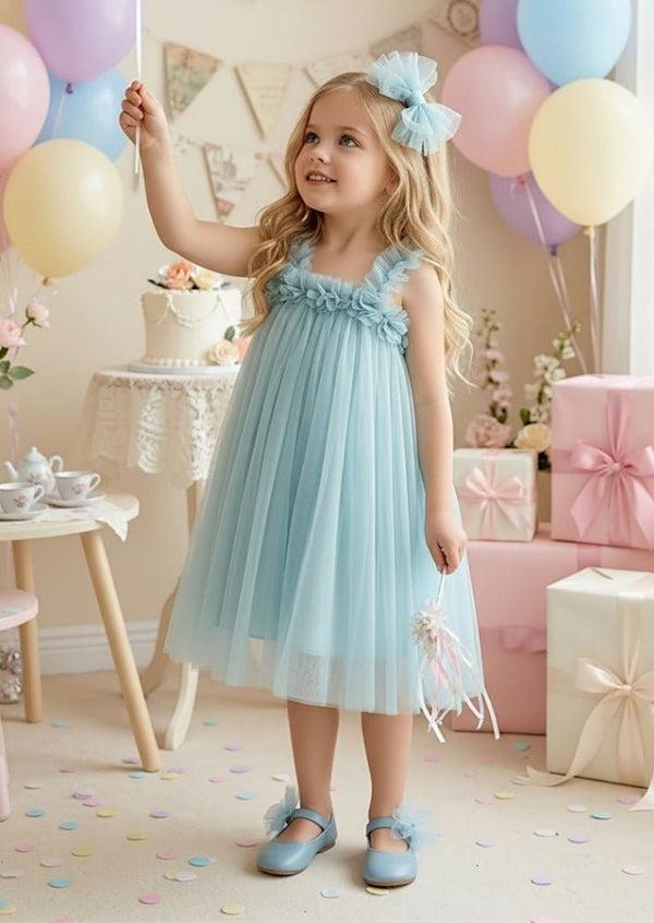 Blue Tulle Party Dress - 
