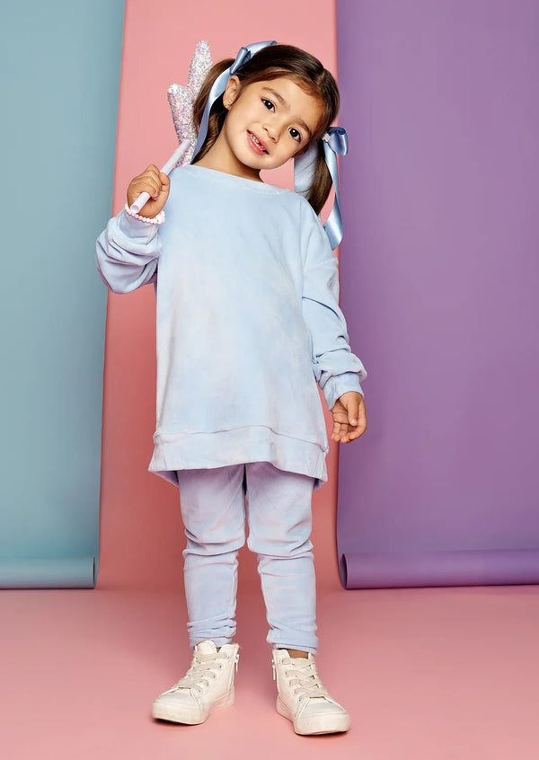 Blue Velour Crewneck & Pants - 