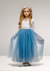 Dusty blue flower girl dresses with sleeves for toddlers