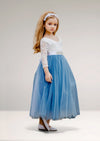 dusty blue and white flower girl dresses with sleeves for toddlers