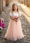 Blush Flutter Sleeve Flower Girl Dress - 