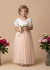 Blush Flutter Sleeve Flower Girl Dress - 