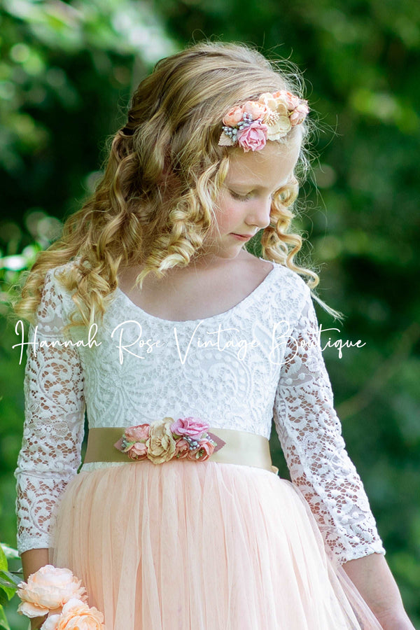 blush flower girl sash belt for wedding