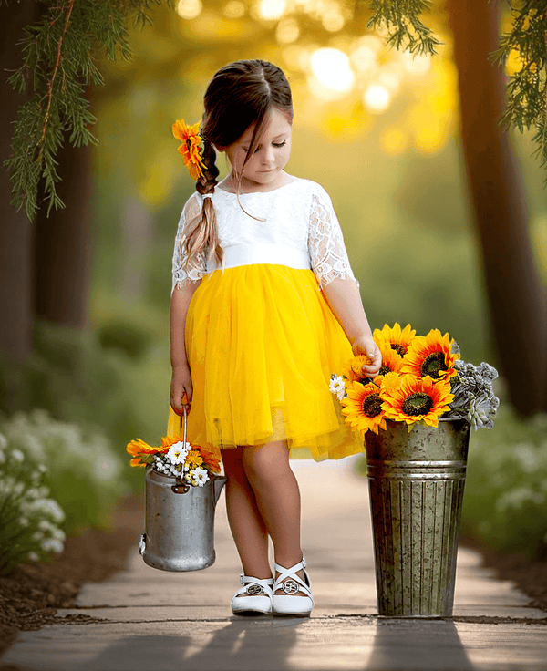 Marigold flower girl dress - knee length