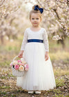 Classic White tulle and lace flower girl dress