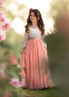 Boho Tulle Flower Girl Dress Long Sleeve Dusty Pink - 