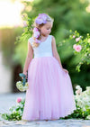 Pink tulle and lace flower girl dresses
