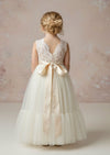 Boho Tulle Flower Girl Dress Sleeveless Mermaid Ivory - 