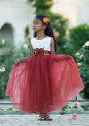 Boho Tulle Flower Girl Dress Sleeveless Rust - 