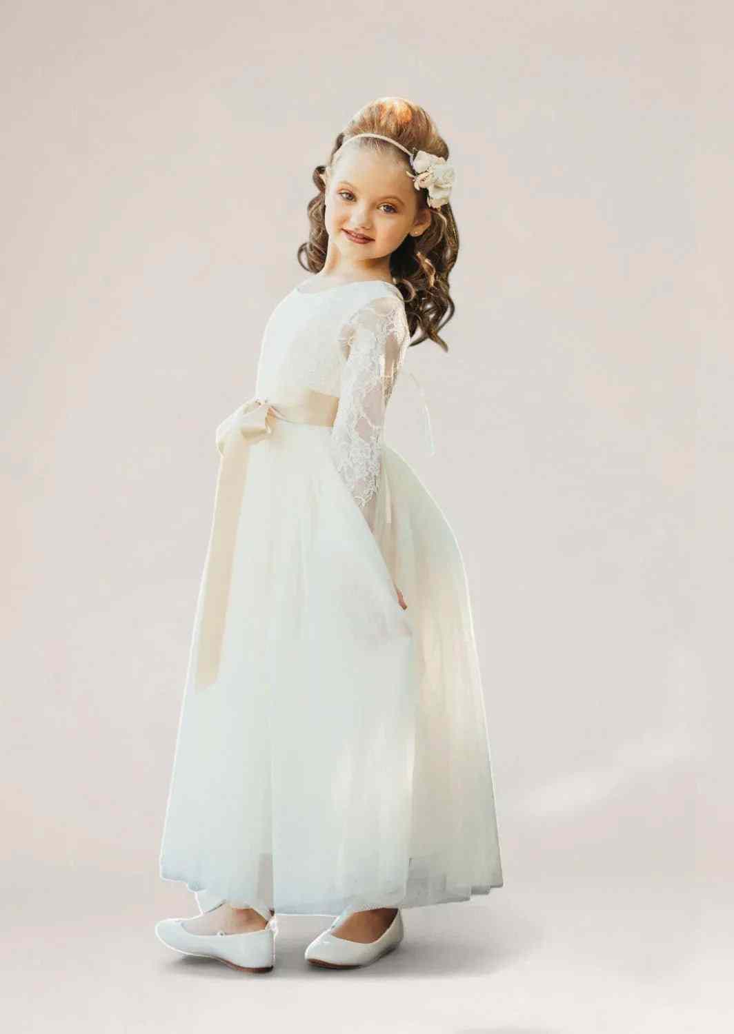 Ivory tulle flower girl dress