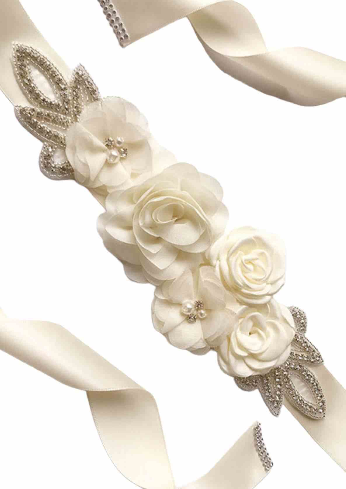 ivory flower sash belt for flower girls