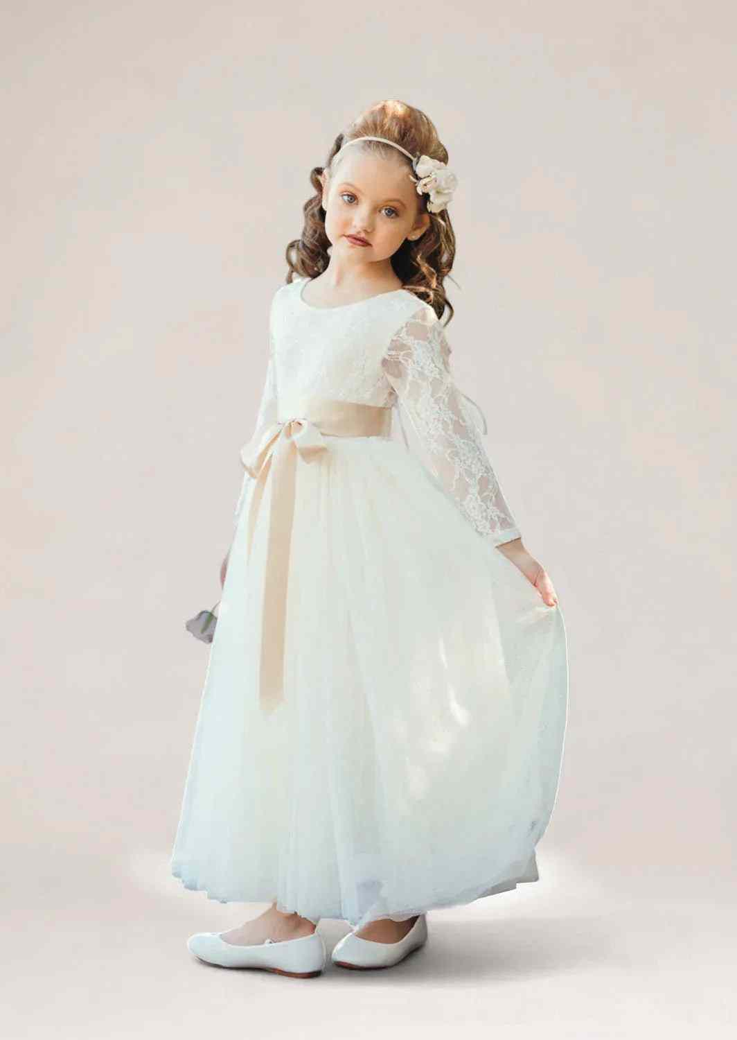 ivory flower girl dress with sash