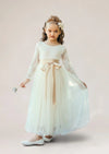 Boho Tulle Scoop Back Flower Girl Dress Ivory - 